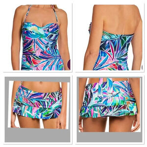 La Blanca Palm Opulence Twist Bandini Top & Skirted Ruffle Hipster Bikini Bottom